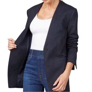SPANX Navy Pinstripe Perfect Collarless Blazer Size Large NEW with tags